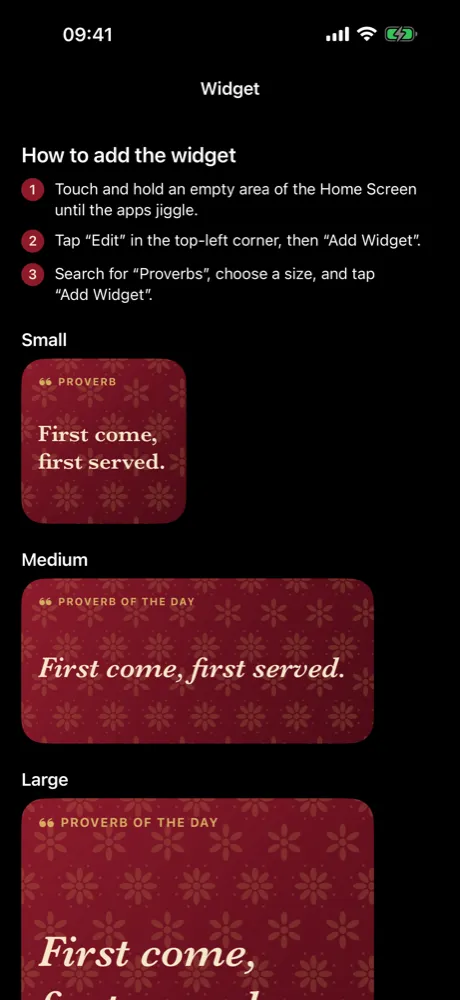 The Proverb of the Day widget