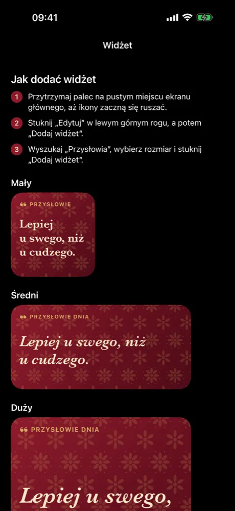 Widżet z przysłowiem dnia