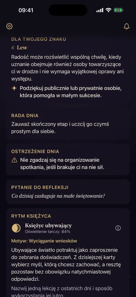 Interpretacja dla znaku, rada i Księżyc